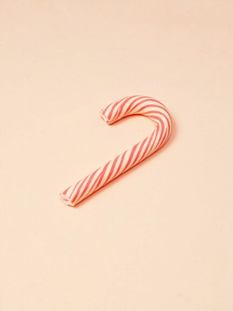 Small pastel pink-and-cream candy cane